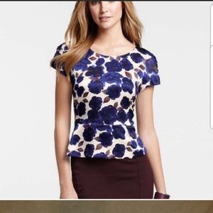 Ann Taylor floral peplum blouse